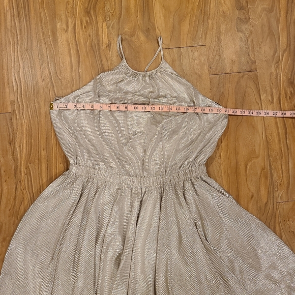 NWT Halston Heritage size XL Silver Metallic Evening Dress Cocktail - Picture 10 of 12